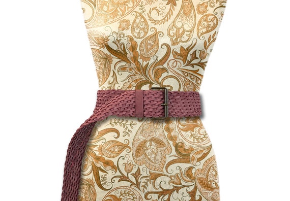 Ladies 2,16'' Wide Belt, Vintage Braided Wide Lea… - image 1