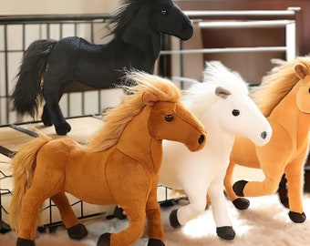 Juguete De Peluche De Caballo Realista: Muñeco De Peluche De Simulación Realista, Almohada Suave Y Abrazable para Niños - Decoración Creativa De Cumpleaños, Pensativo