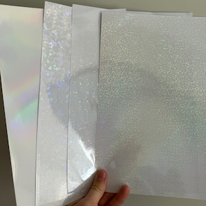 Fogli di laminazione glitter A4, pellicola di copertura trasparente arcobaleno impermeabile autoadesiva olografica, adesivi, foto, immagini, biglietti, artigianato