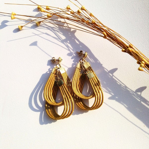 Boucles d'oreilles Capim Dourado | Herbe dorée fabriquée à la main | Bijoux exotiques | Art brésilien