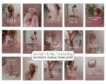 Modelos de Instagram com tema de rosas para Canva – 50 posts e stories editáveis para empreendedores e coaches (download digital)