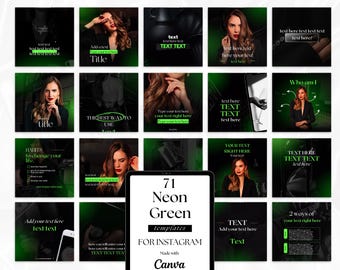 Modelos pretos e verde neon para Instagram: designs ousados para mídias sociais (Canva)