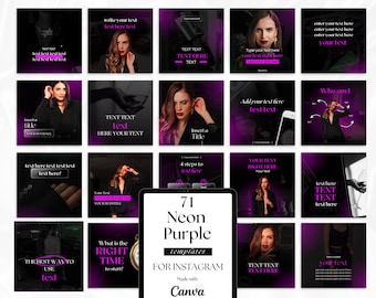 Modelos para Instagram em roxo neon | Designs digitais para negócios no Canva (71 publicações)