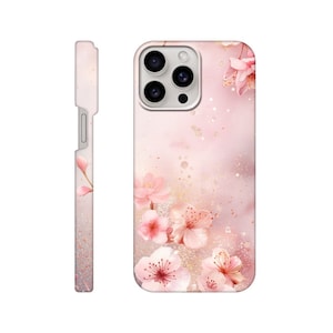 Pink cherry blossom Phone slim Case, Cover for iPhone 15 14 13 12 Mini Plus Pro Max and diverse Samsung models