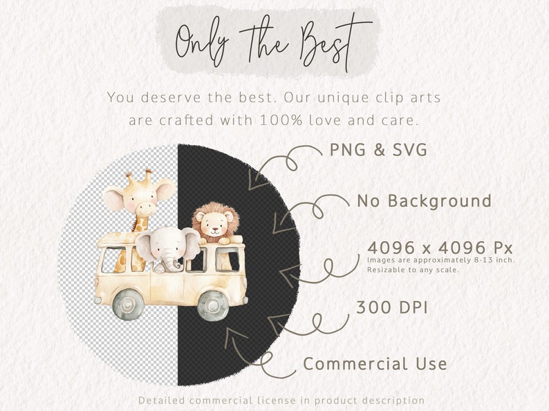 Cute Safari Animals Clipart, Jungle Animals PNG, Watercolor Africa Clip