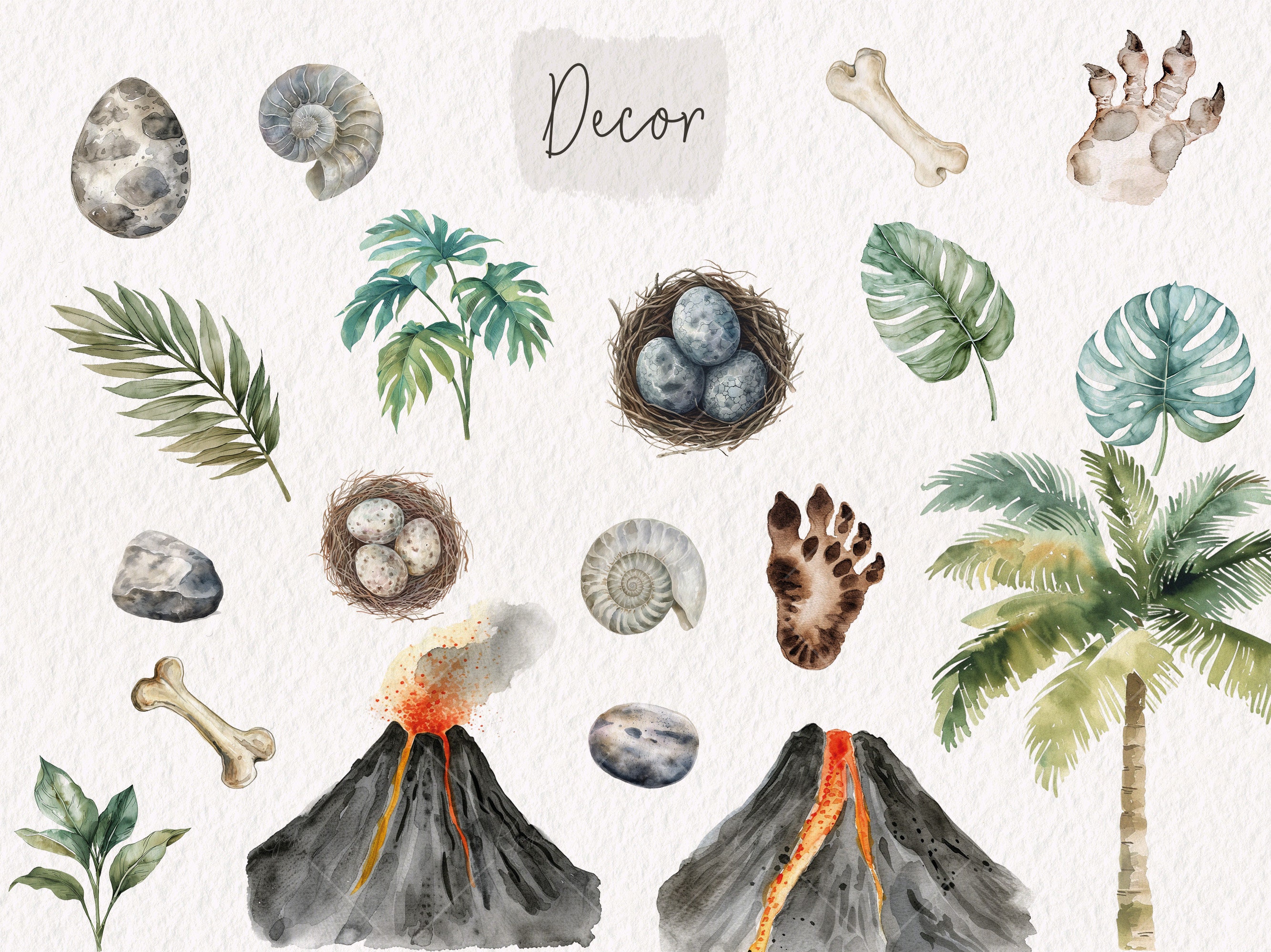 Watercolor Dinosaur Clipart Bundle, Cute Dino Clip Art, Dinosaur ...