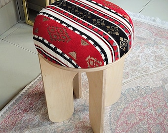 Birch Plywood Ottoman Stool: Modern Side Table or Plant Stand