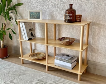 Handmade Birch Plywood Bookcase: Modern Low Shelving Unit