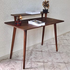 Walnut Wood Rectangle Desk Table, Small Writing Bureau Desk Home Office Furniture, Rustic Desk, Mid Century Desk, Office Desk, Modern Desk