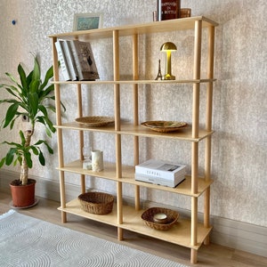 Bibliothèque en bois, Meubles de rangement, Étagère en bois, Étagère en bois, Bibliothèque moderne, Étagère, Étagère en bois, Bibliothèque basse