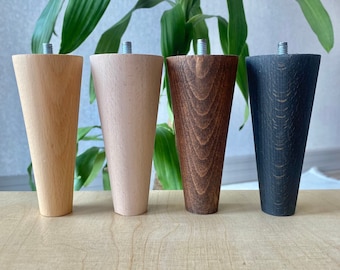 Beech Wood Tapered Furniture Legs - Set of 4