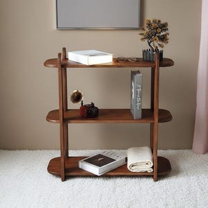 Handmade Mid Century Modern Bookcase: Birch Plywood Shelving Unit image 1