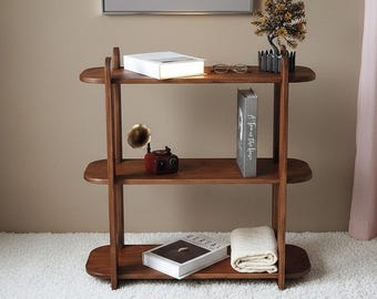 Handmade Mid Century Modern Bookcase: Birch Plywood Shelving Unit