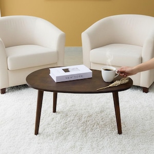 Handmade Egg Shape Coffee Table: Birch Plywood Scandinavian Style