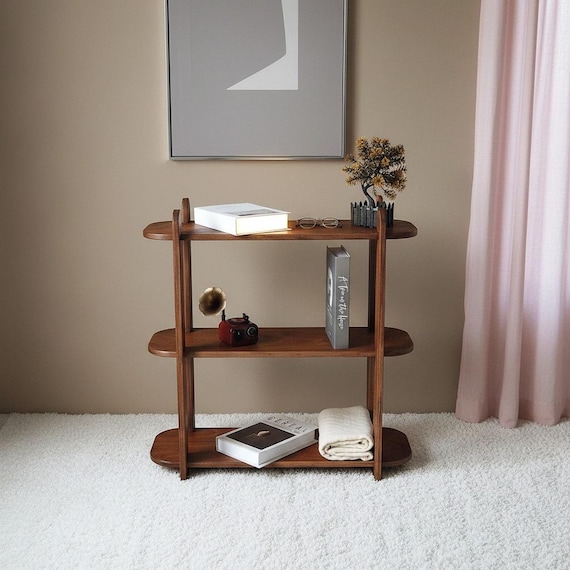 Handmade Mid Century Modern Bookcase: Birch Plywood Shelving Unit
