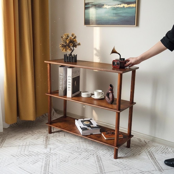 Handcrafted Birch Plywood Low Bookcase: Modern Shelving Unit
