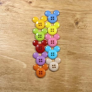 Juego de 5 botones con la cabeza de Mickey Mouse, Colección Disney a todo color