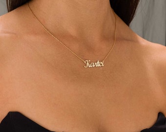 14K Solid Gold Name Necklace, Dainty Custom Name Necklace, Hanmade Minimalist Jewelry, Personalized Gifts For Her, Mothers Day Gifts For Mom