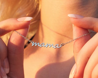 14K Solid Gold Mama Necklace, Custom Mama Necklace, Personalized Gifts, Dainty Jewelry For Her, Mothers Day Gifts For Grandma, Gift For Mom