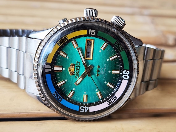Rare Vintage Orient King Diver SK KD Green Dial A… - image 5