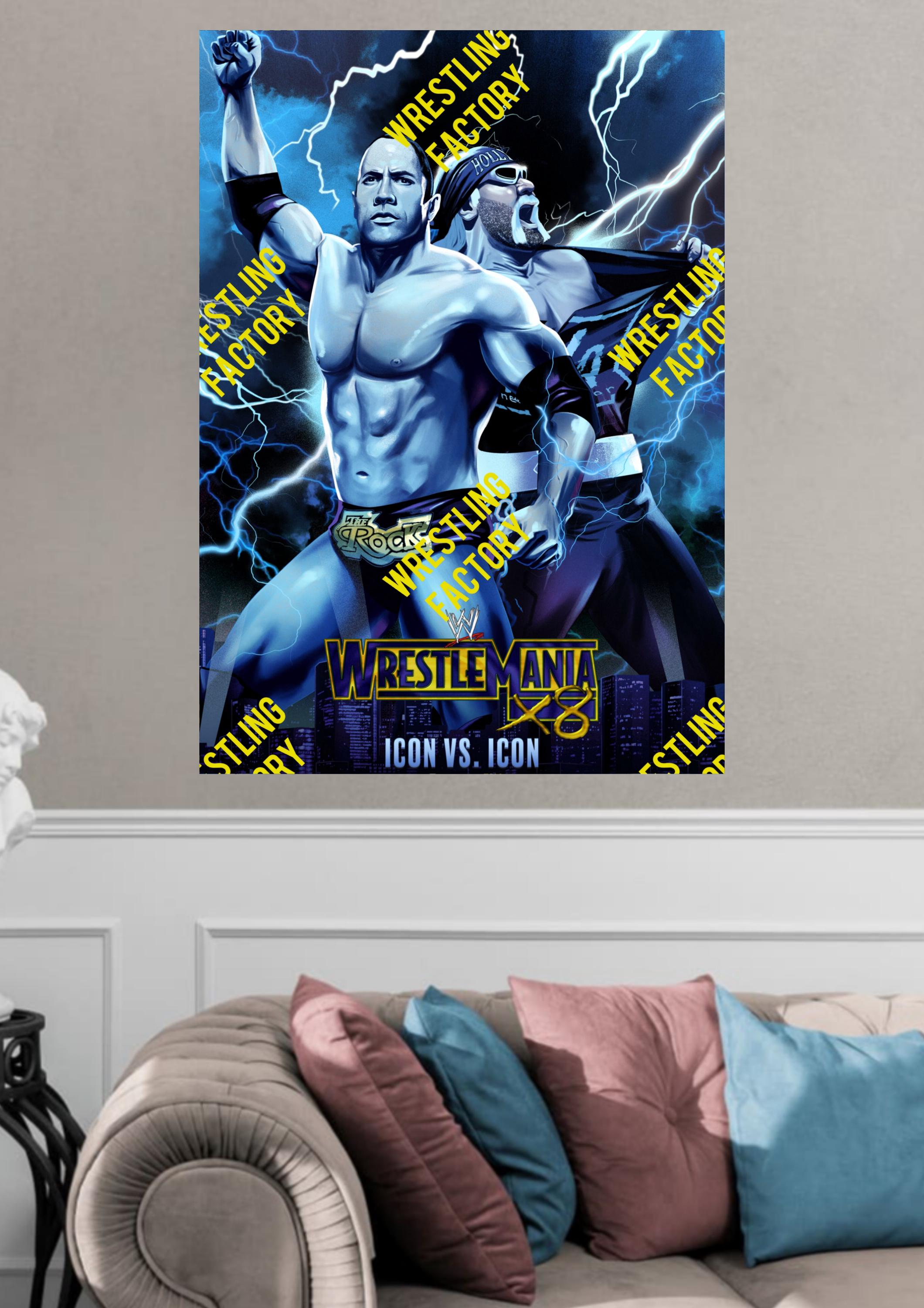 High quality custom Wrestlemania 18 Hollywood Hulk Hogan vs The Rock  Icon Vs Icon quality A4 A3 poster canvas - Main Image