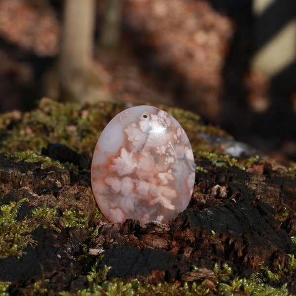 Gentle pink hue Agate, Sakura Cherry Blossom agate, Drilled for Jewelry Making, Gifts For Her, Birthday Gifts, Pendant