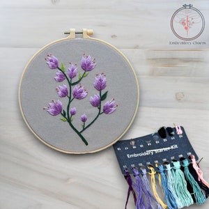 Botanische Blumen Stickerei Kit, Anfänger Hand Vintage Mädchen Kreuzstich, Easy Art Hoop Kit, Diy Starter Craft Kit für Erwachsene