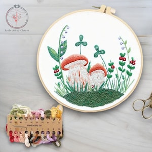 Kit de bordado de setas modernas, punto de cruz vintage a mano para principiantes, kit de aro de arte floral fácil, kit de artesanía de inicio diy para adultos