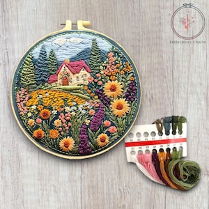 Modern Floral Embroidery Kit, Beginners Hand Vintage Girl Cross Stitch, Easy Art Hoop Kit, Diy Starter Craft Kit For Adults