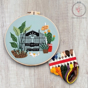 Modern Floral Embroidery Kit, Beginners Hand Vintage Girl Cross Stitch, Easy Art Hoop Kit, Diy Starter Craft Kit For Adults