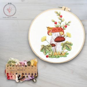 Kit de bordado de setas modernas, punto de cruz vintage a mano para principiantes, kit de aro de arte floral fácil, kit de artesanía de inicio diy para adultos