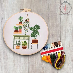 Modernes Blumenstickerei-Kit, Anfänger Hand Vintage Girl Kreuzstich, einfaches Art Hoop Kit, Diy Starter Craft Kit für Erwachsene