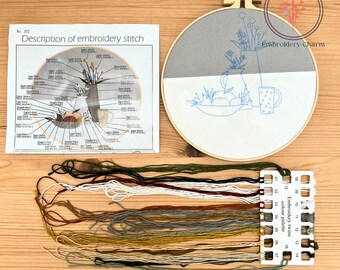 Schöne Vase Muster Stickerei Kit, Handstickerei, Handarbeit Kit für Anfänger, Tier Stickerei Kit Kreuzstich