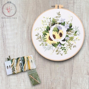 Kit de bordado con letra Q floral moderna, kit de punto de cruz vintage para principiantes, kit de bastidor de arte fácil, kit de manualidades para principiantes de bricolaje para adultos