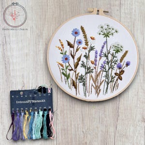 Modern Floral Embroidery Kit, Beginners Hand Vintage Girl Cross Stitch, Easy Art Hoop Kit, Diy Starter Craft Kit For Adults