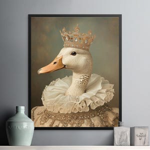 Duck in Regal Attire Print, Victorian Style Animal Wall Art, Quirky Royal Duck Canvas, Unique Duck Lover Gift, Whimsical Duck Decor