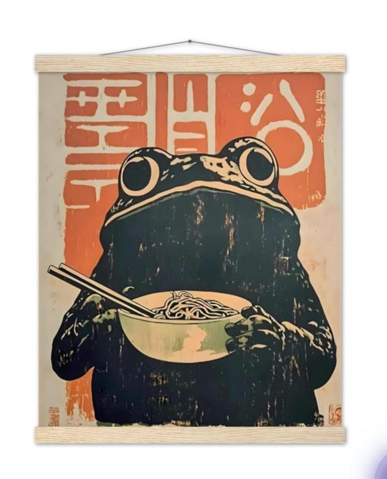 Retro Frog Ramen Giclée Print, Quirky Kitchen Wall Art imagem 10