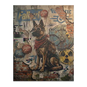 Fallout Dog Wall Art, German Shepherd Poster, Vintage Gaming Decor, Video Game Wall Art, Post Apocalyptic Dog, Geek Gift Ideas
