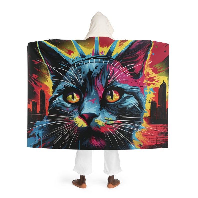 Hooded Blanket Graffiti Cat Design Hooded Cape, Hoodie Blanket ...