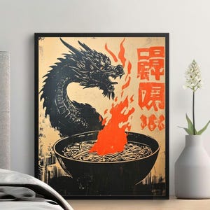 Frog Ramen Japanese Art Poster: Quirky Kitchen Wall Decor