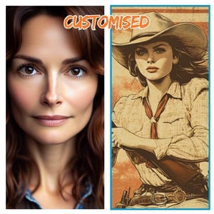 Cowgirl Riding Alligator Art Print, Retro Americana Western Decor, Can Be Customised image 7