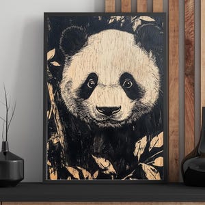 Panda Poster, Panda Art Print, Cute Animal Poster, Black and White Art, Panda Illustration, Animal Wall Decor, Nursery Art, Gift Idea