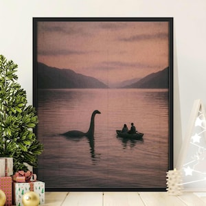 Loch Ness Monster Canvas, Canvas Wrap, Large Poster, Nessie Poster, Scotland Art, Lake Monster Print, Cryptozoology Wall Art, Mythical Decor