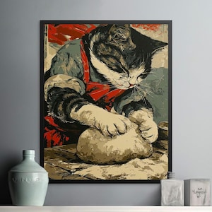 Chef Cat Canvas Print: Whimsical Kitchen Decor, Funny Animal Art