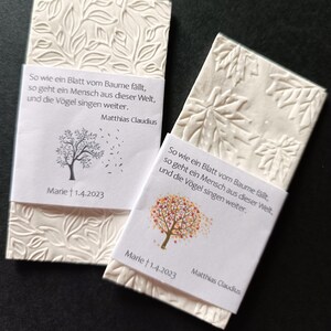 Pañuelos de luto, obsequios de fiesta, funeral, regalo de luto, personalizado, motivo árbol