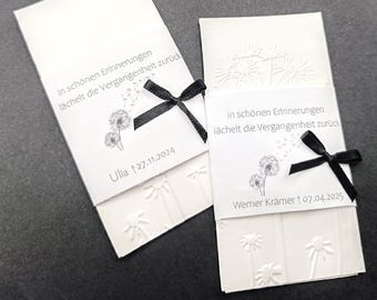 Lutto, lacrime d'addio, funerale, fazzoletto per il servizio funebre, regalo per gli ospiti, dente di leone, fazzoletto con fascetta da 20 pezzi