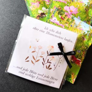 Tarjeta de luto, regalo de luto, funeral, entierro, funeral, regalo de invitado, prado de abejas, bolsa de semillas