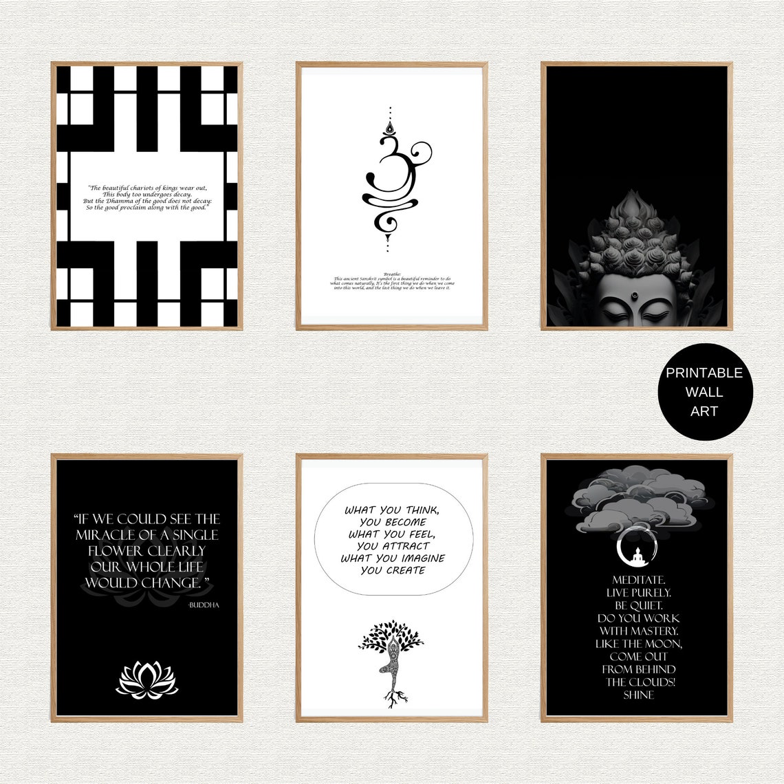 Siddharta Gautama Quotes Wall Art Poster, Budism Bundle Set of 6 Poster ...