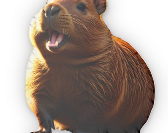 Happy Capy Capybara cadeau d'anniversaire fête des mères fête des pères capy cutie souriant oreillers en forme personnalisée