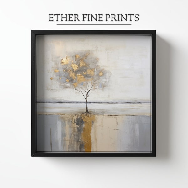 Ash & Gold Tree Abstract |  PRINTABLE Art | Oil Painting Style | DOWNLOADABLE Wall Art